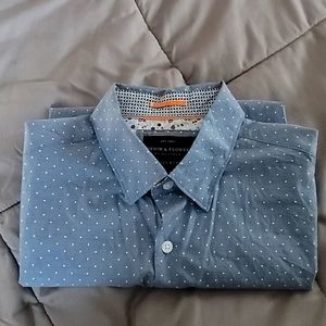 Denim & Flowers slim fit denim blue button-down shirt